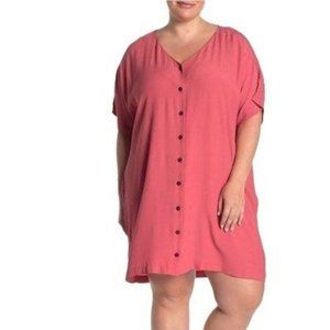 Madewell Plus Button Front Easy Dress in Pink